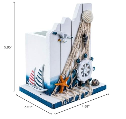Pen Holder Wooden Nautical Decoration Helmsman Decor Pencil Holder Organizer for Home Office Desktop Nautical Favors