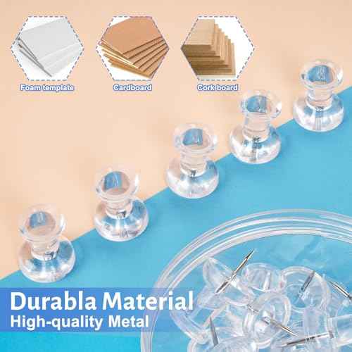30 PCS Jumbo Push Pins for Bulletin Board, Large Thumb Tacks for Wall, 1.81 Inch, Giant Clear Thumbtacks, Pin Tacks for Cork Board Hanging Maps Photos Posters Calendar, Office School Supplies