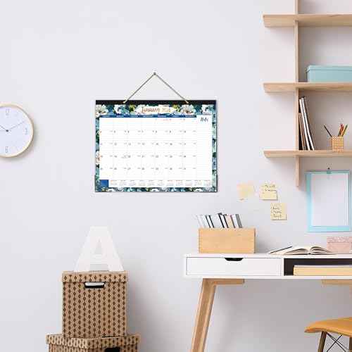 2026 Desk Calendar - JAN 2026 - DEC 2026, 2026 Calendar, Large Desk Calendar with Corner Protectors, 18-Month Calendar with Reference Calendars, for Home & Office Organizing - Floral (15" x 12")