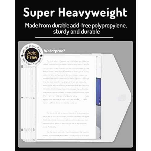 Forvencer Binder Pocket, 10 Pack Super Heavyweight Plastic Folders with Tight Closure, Folders with Pockets Side Loading, Binder Organizer, Binder Dividers with Pockets, Letter Size, Clear