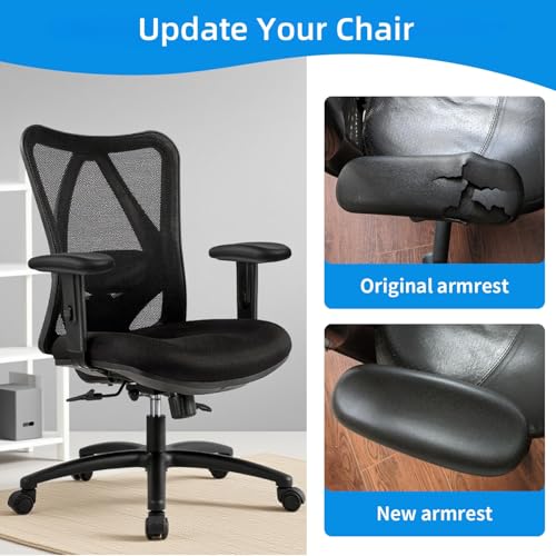 Office Chair Armrest Replacement 4in PU Arm Pads Caps - Fits Most Chairs, 1 Pair (4" Mounting Hole)