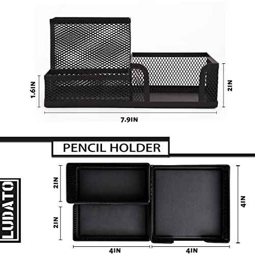 Ludato Desk Organizers Mesh Pencil Holder£¬3 Compartments Black Mesh Pen Holder Storage for Office Desk Accessories