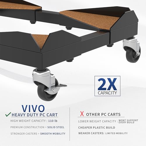 VIVO Premium Mobile Adjustable Large Steel Under-Desk PC Cart