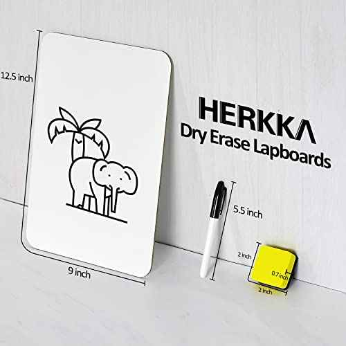 Dry Erase Lapboards, HERKKA 15 Pack Double Sided Dry Erase Lap Boards 9 x 12.5 Inch, 15 Markers, 15 Erasers, Small Dry Erase Boards for Students Classroom Teacher Supplies