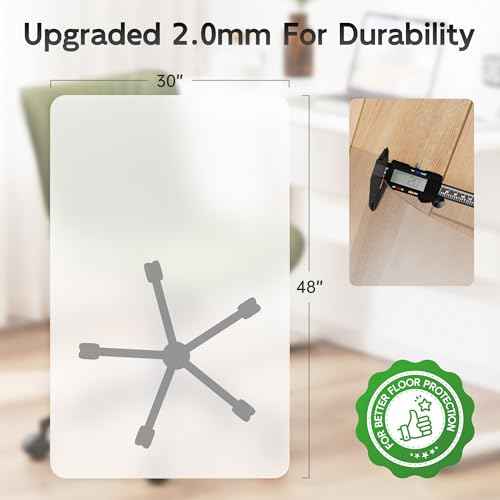 Office Chair Mat for Hardwood Floor, 48" x 30" Clear Computer/Desk Chair Mat for Hard Floor, Thicker, Easy Glide, Non-Slip, Protects Hard Surfaces from Scratches, Ideal for Home or Office