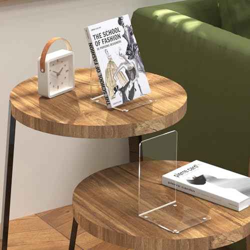 Acrylic Bookends 4 Pcs, Clear Book Ends for Shelves, Transparent Bookend Organizer, Book Holder Stand Decorative, Book Stoppers for Heavy Duty Books, CD, File, Video Games