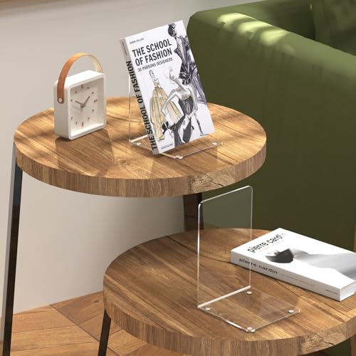 Clear Acrylic Bookends 4 Pcs - Sturdy L-Shaped Organizer for Shelves - Dooiclear