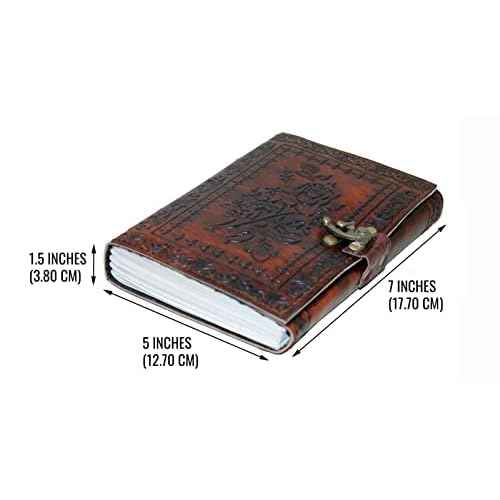 7" Leather Journal with clasp Rose emboss Writing Pad Blank Notebook Handmade Notepad For Women Unlined Paper Best Present for friend lover Sketchbook