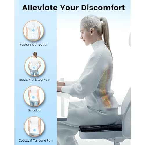 Upgrade Cooling Gel Car Seat Cushion for Pressure Relief Long Sitting, Large & Thicker Gel Cushion for Wheelchair, Breathable Office Chair Pads for Car Seat Driver, Waterproof Cooling Cover[Black]