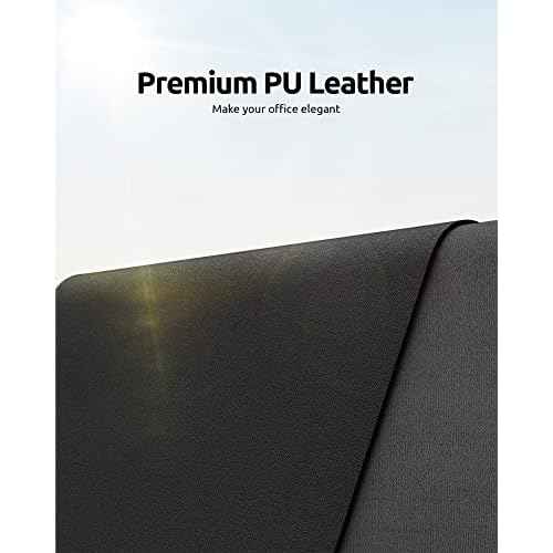 YSAGi Leather Office Desk Pad Protector, Large Mouse Pad, Non-Slip, PU Leather, Laptop Desk Blotter, Waterproof Writing Pad for Office and Home, Black, 23.6" x 13.8"