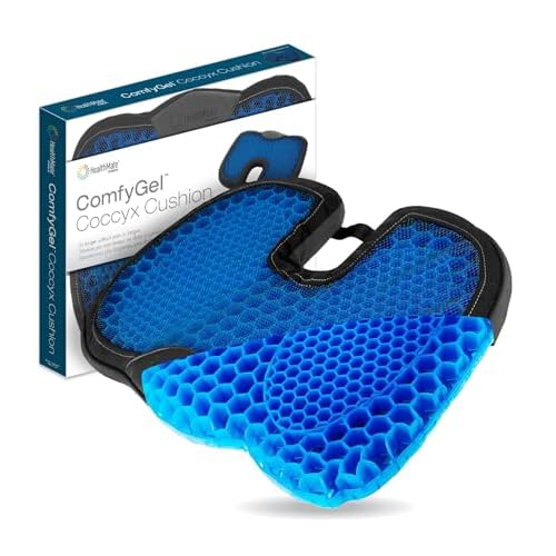 HEALTHMATE IN9115 Comfy Gel Coccyx Cushion Gel Seat Cushion for Long Sitting for Back, Sciatica and Tailbone Pain Relief, for Office Chair, Car, Wheelchair, Long Trips