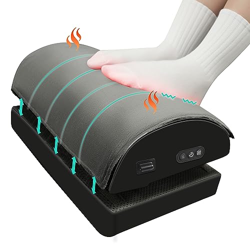 Snailax Black Heated Foot Rest Under Desk with Vibration and Memory Foam