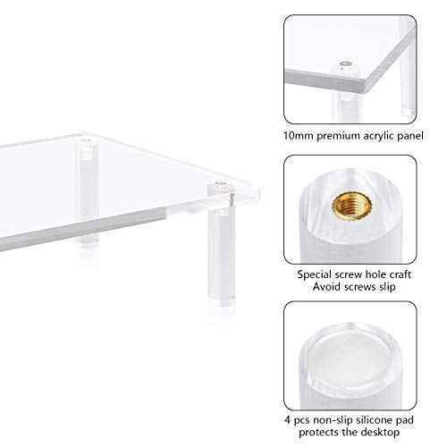 YestBuy 20x7.5 Acrylic Monitor Stand Riser, Clear Computer Stand for Laptop, iMac, Pc, Printer, Desktop Ergonomic,Desk Riser Work from Home Accessories Office Supplies Platform Save Space