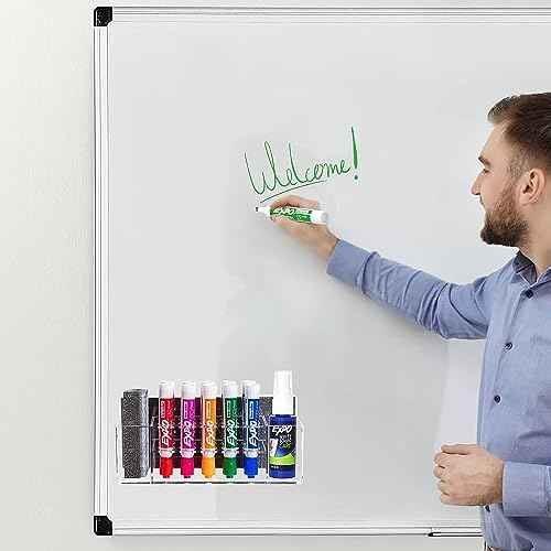 HBlife 2 Pcs Acrylic Magnetic Dry Erase Marker Holder for Whiteboard, Wall Mount 10 Slots Magnet Pen Pencil Holder for Fridge Refrigerator, Locker Organizer Accessories for Classroom Office, Clear