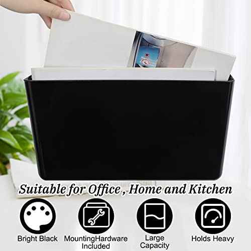 Colarr 8 Pcs Plastic Wall File Holder Organizer Single Pocket Wall Mount Hanging File Holder Storage with Screws Mail Organizer for Office Home Classroom(Black)