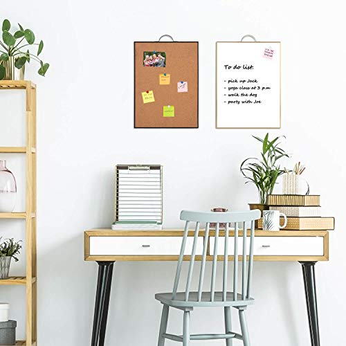 TSJ OFFICE Small Whiteboard & Corkboard Combo Set 24x16 Inch Wall Mount with Markers & Pins