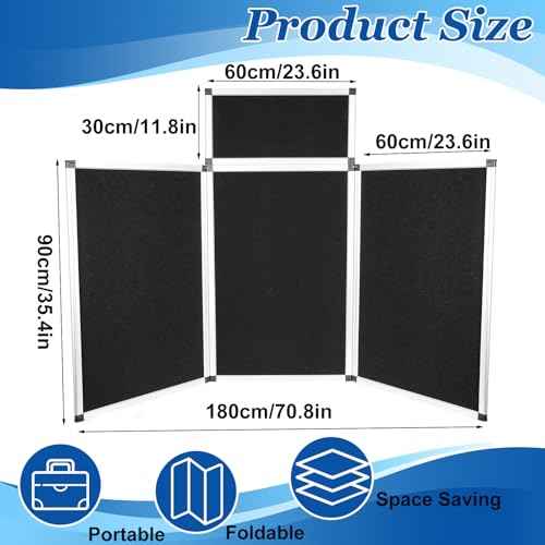 3+1 Panel Trade Show Presentation Board, 70.8¡° x 35.4¡± Trade Show Presentation Board, Large Folding Desktop Display Board for Trade Shows, Conference Displays, Various Event Displays