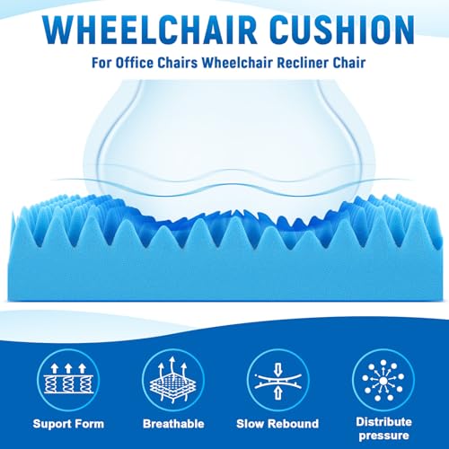 Geiserailie 2 Pcs Egg Foam Pad Egg Chair Cushion to Relieve Back Foam Seat Cushion Chair Accessories Pad for Office Recliner Wheelchair Home Car (Blue)