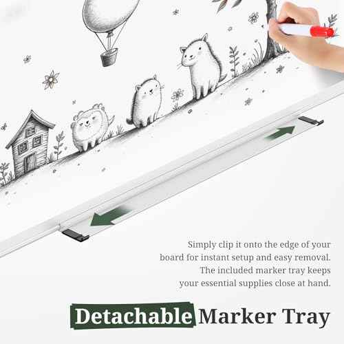 Magnetic Dry Erase Board, 36 x 24 Inch White Board for Wall, Whiteboard Kit with Eraser, Markers, Magnets & Pen Tray for Home, Office, School, Aluminum Frame