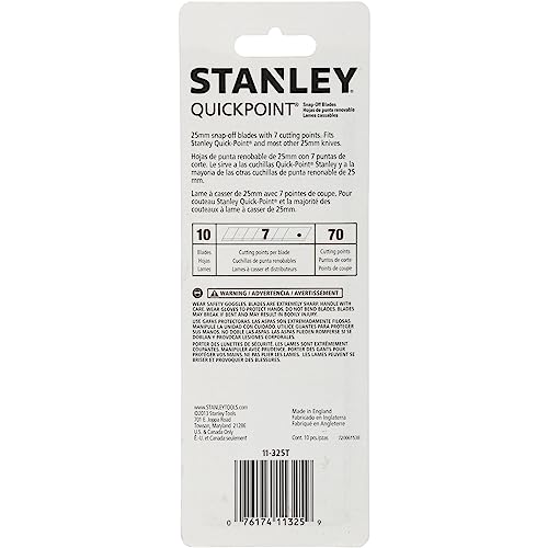 Stanley 11-325T 25mm Heavy Duty Quick-Point Snap-Off Blades with Dispenser, Pack of 10 (4)