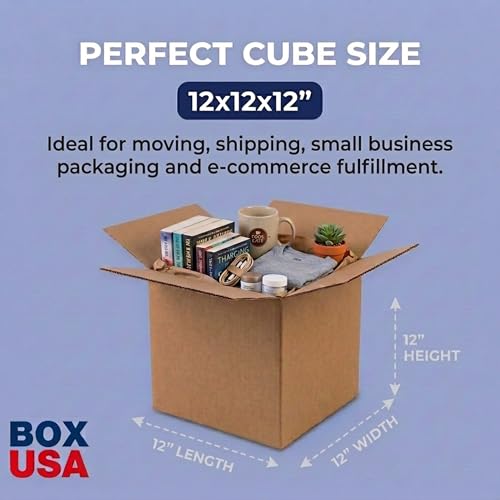 BOX USA 12x12x12 Inch Shipping Boxes (25-Pack) - Corrugated Cardboard Moving & Packing