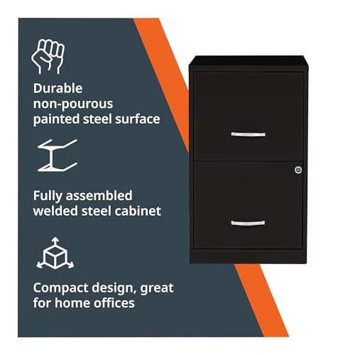 NuSparc 2 Drawer Locking Filing Cabinet | Pre-Assembled Steel Construction | Space-Saving Design is Perfect for Home and Small Office | Letter-Size | Assembled in North America
