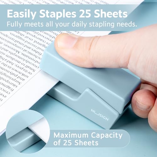 Mini Stapler with 830 Staples, Small Cute Desk Staplers, 25 Sheet Capacity, Blue