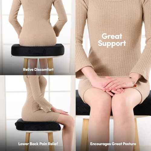 Extra Large Seat Cushion for Office Chair ?- Ergonomic Pillow for Desk Chair, Wheelchair, Airplane, Stadium, Car Seat, Gamers ?? Non-Slip Support Pad for Work, Automotive & Mobility, 19" x 17" x 3"