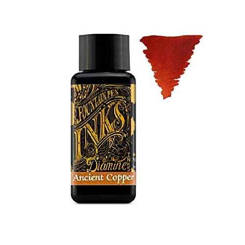 Diamine Fountain Pen Ink 30 ml - Base Colour - 6 x Bottles - Sepia, Green Black, Earl Grey, Ancient Copper, Twilight, Jet Black