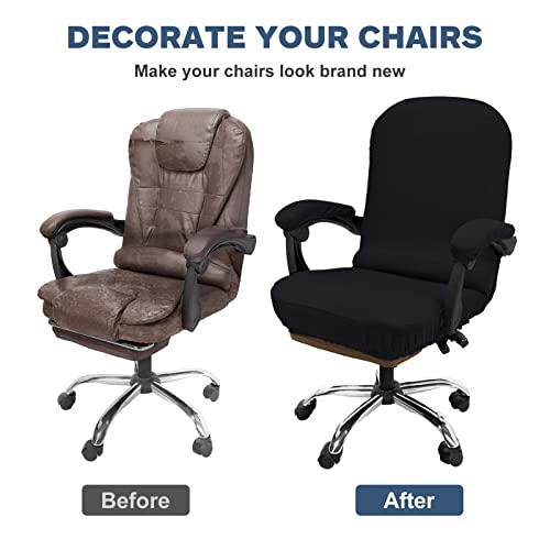 NeColorLife Jacquard Office Chair Cover with Armrests, Large, Black