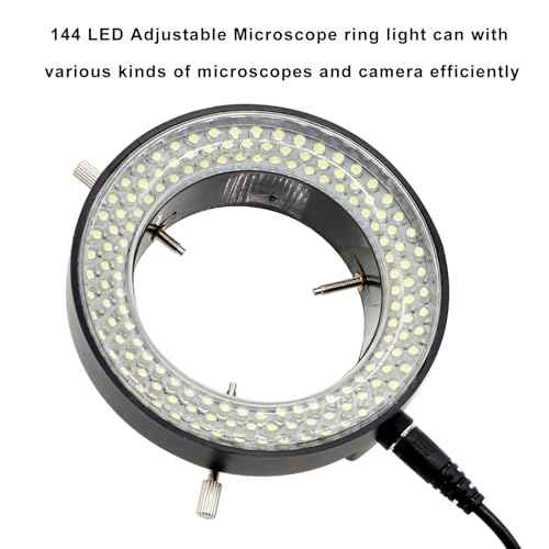 DIYPHONE Microscope 144 LED Ring Light Adjustable Illuminator,Microscope Lamp Source for Industry Stereo Microscope Camera,Black