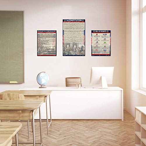 American Founding documents EXTRA LARGE Laminated 3 pack: US Constitution with all amendments, Declaration of Independence and Bill of Rights 24x36) Young N Refined