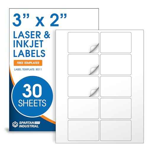 3" X 2" Matte White Shipping Labels Compatible with Inkjet and Laser Printers - 30 Sheets, 300 Total Paper Stickers for Mailing, Product Labeling, and Organization - Spartan Industrial Template R011