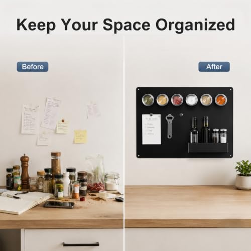 Magnetic Bulletin Board 11.9x16.5 Inch Metal Memo Board Black 2 Pack