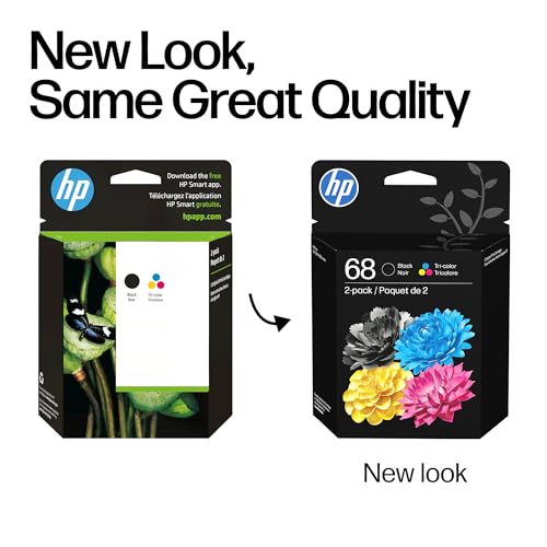 HP 68 Ink Cartridges 2-Pack | Black & Tri-Color for Envy & DeskJet Series | 6L6S2TN | 4.82 x 1.88 x 6.37 inches