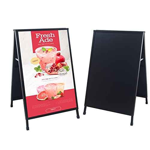 HUAZI Sandwich Board 24 x 36¡®¡¯ Sidewalk Sign Double-Sided A Frame Folding Sign Heavy Duty Metal Display with 2 Corrugated Plastic Poster Boards Suitable for Indoor Outdoor,Black