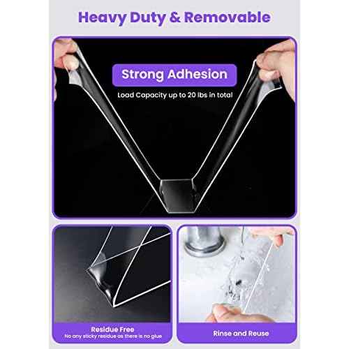 Upgraded Double Sided Tape Heavy Duty,Extra Large Nano Double Sided Adhesive Mounting Tape,Clear & Tough Sticky Poster Wall Tape ,1.18 x 120 In,Multipurpose Tape Picture Hanging Strips for Home Office