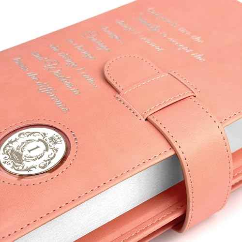 Galileo¢ç Double AA Big Book Cover & 12 Steps & 12 Traditions | PU Leather | Coin Holder | AA Book Covers for Hardcover | AA Gift | Alcoholics Anonymous (Serenity Prayer/Pastel Peach)