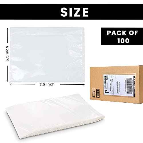 Shipping Label Sleeves 500Pcs, 7.5x5.5 Inches - Packing Slip Envelope Pouches with Self-Adhesive Peel & Seal - Clear Plastic & Waterproof Envelopes Ideal for Invoices & Packaging.