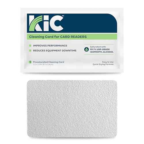KICTeam - Cleaning Cards for Swipe Card Readers, Time/Badge Readers, Hotel Door Readers & More (50 Cards) - Presaturated with Quick Drying Solution - Made in USA