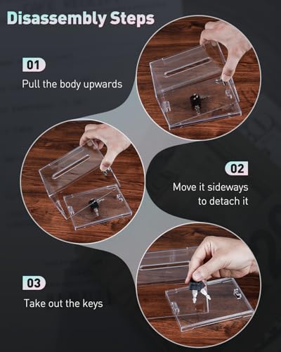 Uniclife Standard Acrylic Donation & Suggestion Box with Lock, 6.2x4.7x4 inches