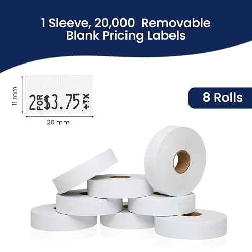 Perco Removable Adhesives White Labels for Monarch 1131 Price Gun - 1 Sleeve, 20,000 Price Gun Labels