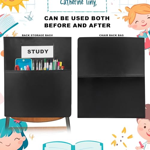 BingLzzr 24 Pack Black Classroom Chair Pockets 19.5x16.5 Inches School Storage
