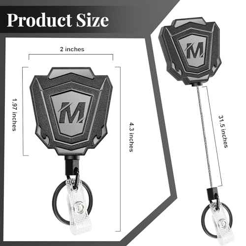 2 Pack Heavy Duty Retractable Keychain with Belt Clip Retractable ID Badge Holder Reel with 31.5¡± Steel Cord, 9.0 oz