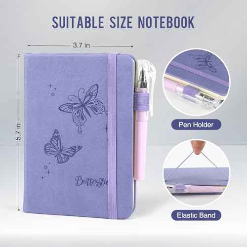 Small Notebook College Ruled, 3 Pack (3 color) 3.7x5.7 in Pocket Notebook A6 Butterfly Journaling Notebooks Mini Hardcover Lined Note Pads with Pens for Work Business Travel and Office Supplies