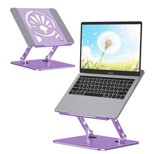 Aluminum Laptop Stand for Desk ? Adjustable Ergonomic Laptop Riser, Foldable & Portable Holder Fit for MacBook & 10"-16" Laptops for Office, Home & Travel,Purple