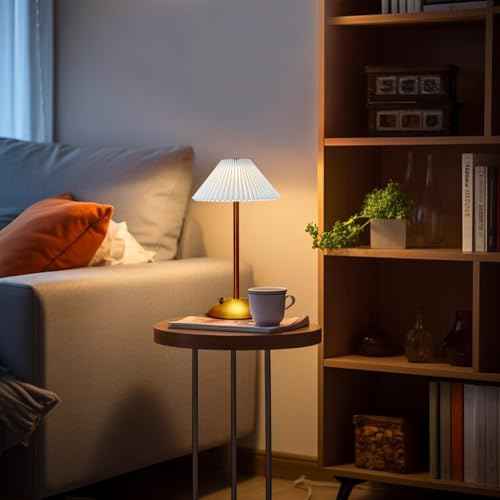 Portable LED Table Lamp with Touch Sensor, 3 Color Touch Control Rechargeable, 3-Levels Brightness Metal Desk, Bedside, Dining Room Light (White)