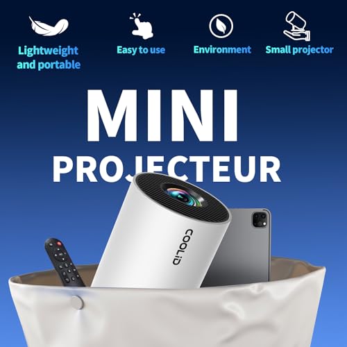 Coolid White Mini 4K Projector with WiFi 6 & Bluetooth 5.4, 180° Auto Keystone