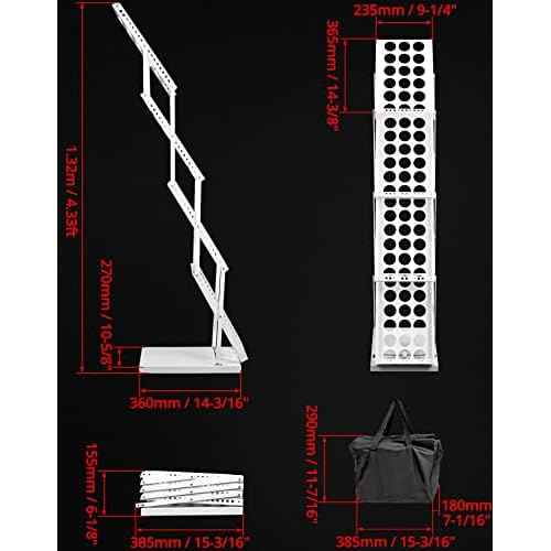 QWORK Foldable Brochure Display Stand, Magazine Brochure Display Rack Stand, 4 Pocket Literature CatalogTradeshow Display Stand, for Office Store and Exhibition Trade Show (White)