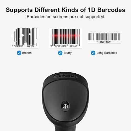 Inateck 1D USB Barcode Scanner with Intelligent Stand Wired, BCST-33